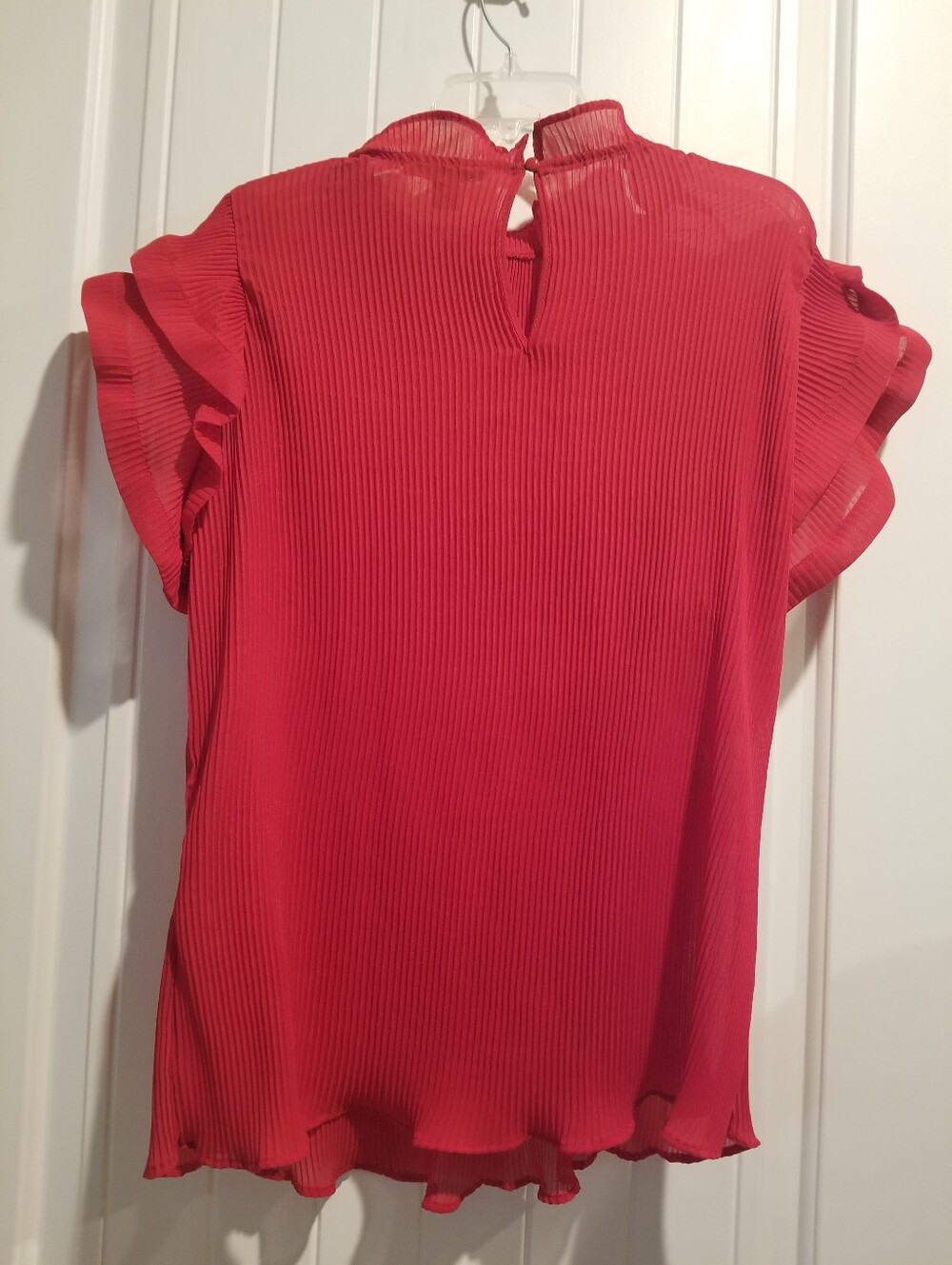 Red Blouse With Ruffle Sleeves - Picture 3 of 3